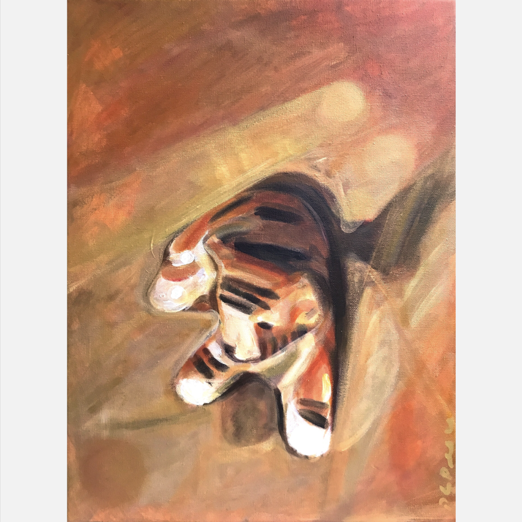 Tiny Tiger on Brown Paper Original Painting