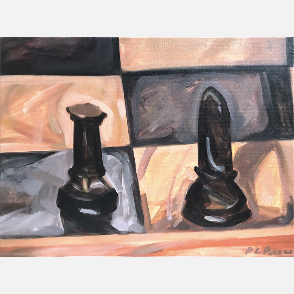 Black Knight and Rook Original Painting