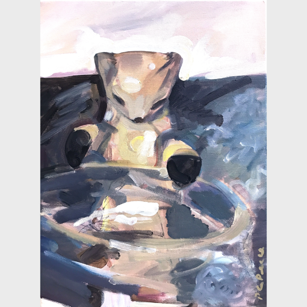 Yellow Ceramic Cat Original Painting